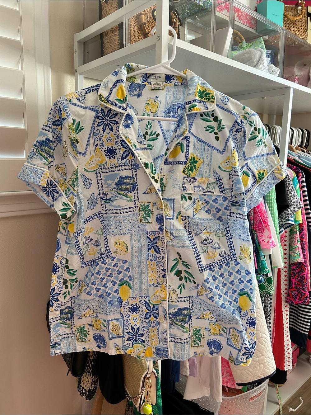 J. Crew Pajama Set with Lemon & Tile Motif
